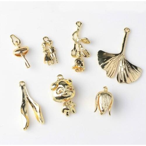 10 pcs/lot New Gold Alloy Pendant Button Left and Right Symmetrical Hair Accessories Earrings Alloy Jewelry Accessories
