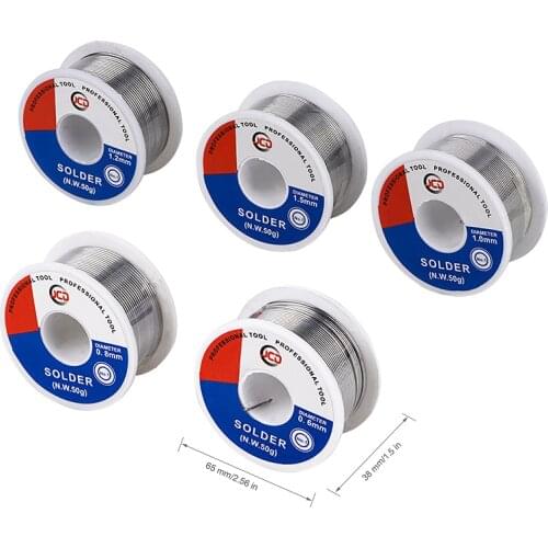 Soldering Wire 50g 0.6/0.8/1.0/1.2/1.5 MM 60/40 FLUX 2.0% 45FT Tin Lead Tin Wire Melt Rosin Core Solder Soldering Wire Roll