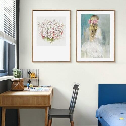 Simple Nordic American art poster beauty figure flowers living room decoration picture murals painting core spray painting