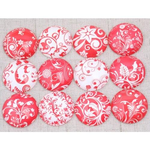 Onwear mixed red flower photo glass cabochons 10mm 12mm 16mm 20mm 25mm diy flatback jewelry making accessories