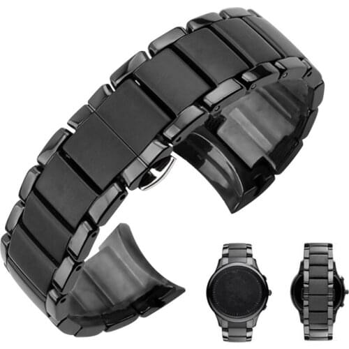 Ceramic watchband Matt watch strap black bracelet wristwatches band 22 Butterfly buckle watch case belt for AR1451 AR1452