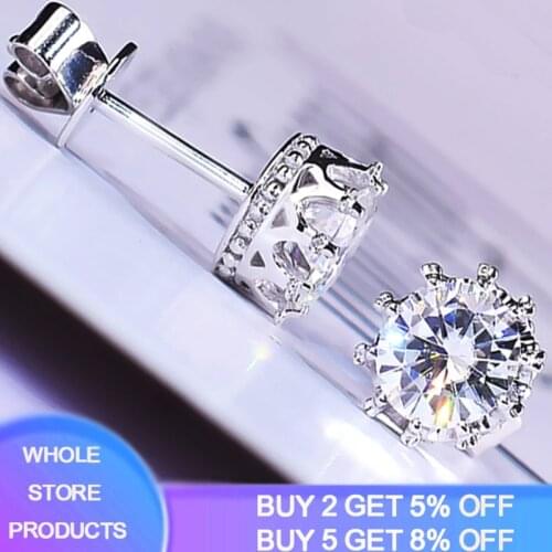With Certificate 925 Solid Silver Solitaire Stud Earrings For Women Luxury 2.0ct SONA Diamond Wedding Earring Jewelry Accessory