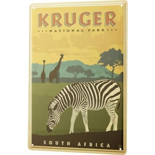 SINCE 2004 Tin Sign Metal Plate Decorative Sign Home Decor Plaques World Tour Kruger National Park South Africa Zebra Giraffe