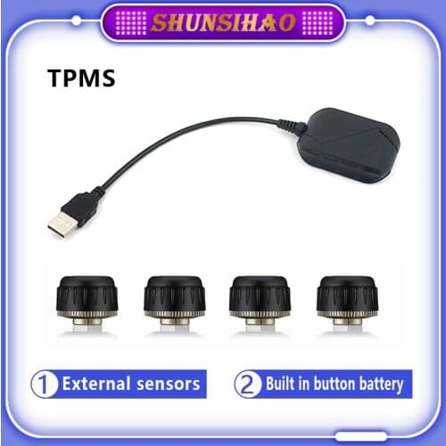 Ouchuangbo USB TPMS tire pressure alarm monitoring system with 4 sensors for Android navigation player