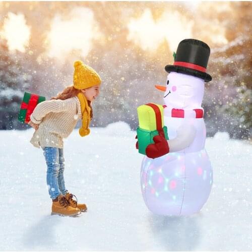 Luminous Inflatable Snowman Christmas Holiday Party Rotate LED Air Pump Ornament for Household Parties Decoration
