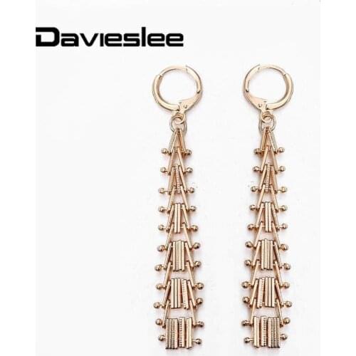 Dangle Earrings 585 Rose Gold For Women Girl Geometric Spicate Chain Strand Huggie Drop Earrings Wedding Fashion Jewelry DGE270