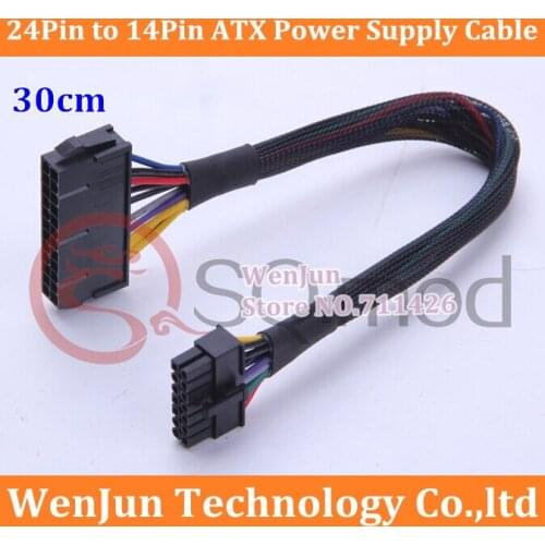 High Quality 30cm Sleeved 24Pin to 14Pin ATX Power Supply Cable Cord For Lenovo IBM Q77 B75 PC Desktop Motherboard