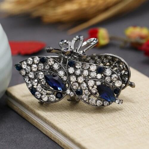 Muylinda Butterfly Rhinestone Flower Vintage Hair Clip Claw Peacock Hair Pin Crystal Hair Claws Crab Accessories for Women