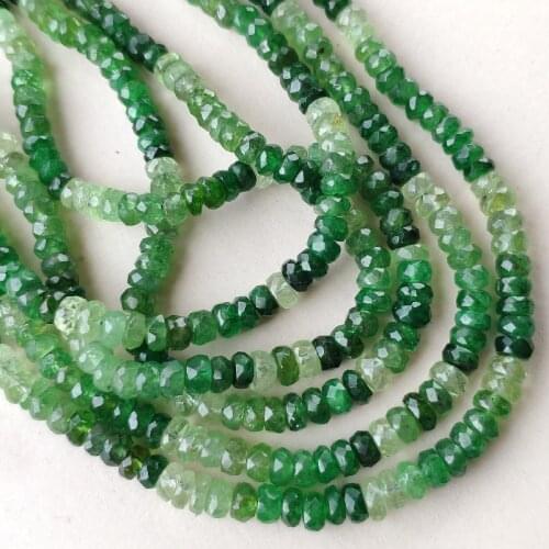 GREEN ROUNDEL FACETED 2.5-4MM TSAVORITE for DIY jewelry making loose beads 40CM FPPJ wholesale nature gemstone