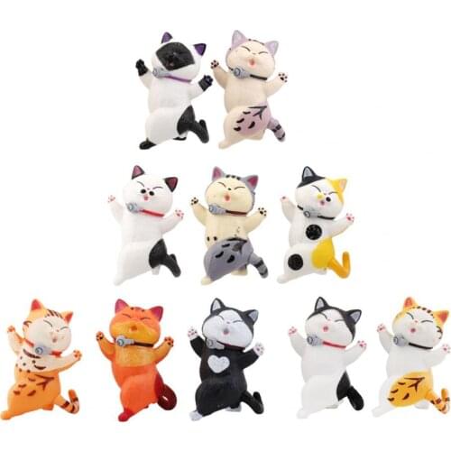 10Pcs Kitten Ornament Miniature Collectible PVC Doll Model Cake Baking Decor Home Desktop Ornaments Pet Figures Crafts Gift
