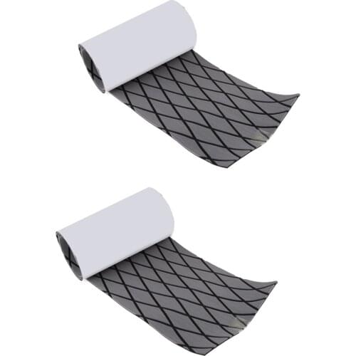 2Pcs Eva Synthetic Teak Deck Mat For Boat/RV, Non Slip & UV Resistant, Grey