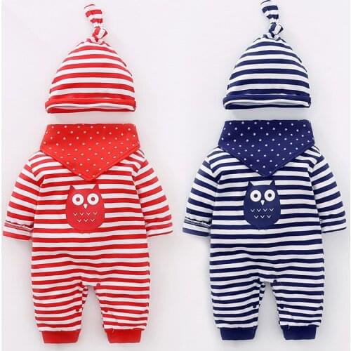 2020 Time-limited Sale Baby Rompers Autumn Cotton Full Girls Overalls Boys Cartoon Owl Clothes 2 Colors Newborn Infant Jumpsuits