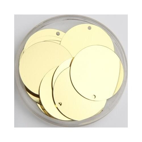 50g/lot Large Round Sequins 25mm PVC Flat Round With 1 Side Hole Dancing Dress Accessory DIY Craft Light Gold Confetti