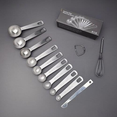 American minimalist stainless steel round measuring spoon set Baking scale metering seasoning spoon spoon gauge