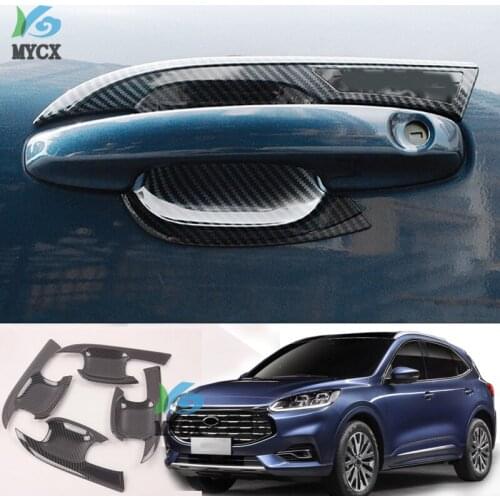 For Ford Escape Kuga 2020 2021 Car Accessories Carbon fiber style Door Handle Bowl Cover Cup Cavity Trim Insert Catch Molding