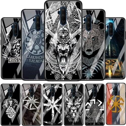 Slavic Viking Symbol Kolovrat Tempered Glass Cover For OnePlus Z 7 8 9 7T 8T 9R Nord 5G Pro Silicone Phone Case Coque