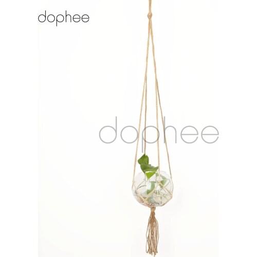 Dophee 2pcs/set 125cm Macrame Plant Hanger Hemp Rope Knotted Cord Basket Holder For Garden Plant Flower Hanging Display