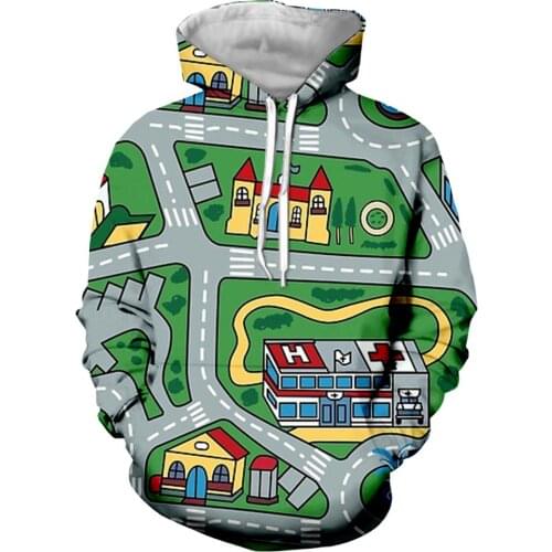 Hipster 3D Printing Road Jacket Men/women Pullovers Hoodies Boys Streetwear Clothes Harajuku Oversized Tops sudadera hombre