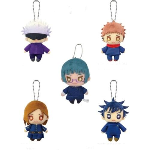 Takerlama 1PCS 10cm/3.9inch Jujutsu Kaisen Plush Gojo Satoru Zenin Maki Stuffed Anime Figure Toy School Bag Phone Pendant Doll