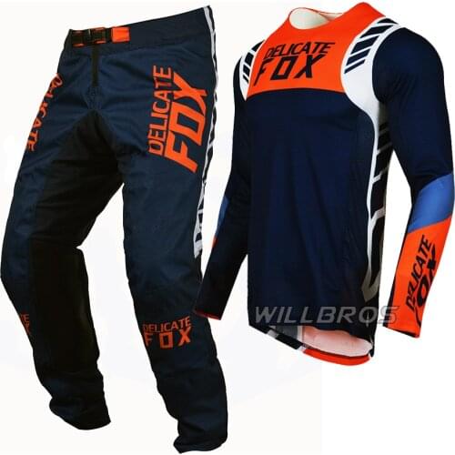 Mountain Bicycle Offroad Blue Orange Suit Delicate Fox Flexair Mach Kits Jersey Pants Motocross Gear Set