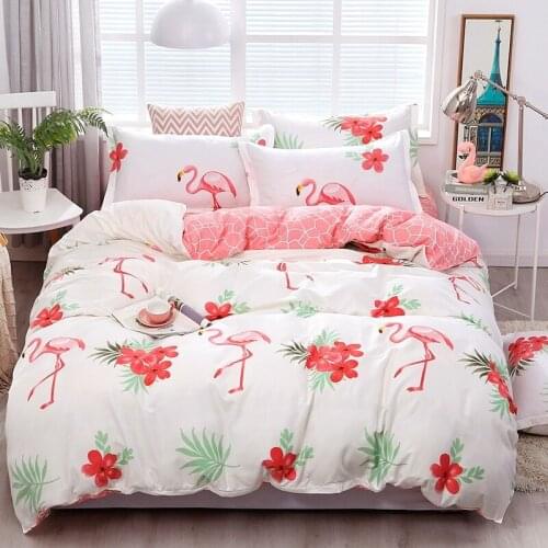 Pink Flamingo Geometric Bedding Set Bed Cover Set Cartoon Duvet Cover Adult Bed Sheets And Pillowcases Comforter Bedding Set