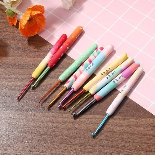 9Pcs Soft Handles Sweater Needles Colorful Ergonomic Crochet Hooks Knitting Tool DIY Sewing Yarn Sweater Weave Craft Tools