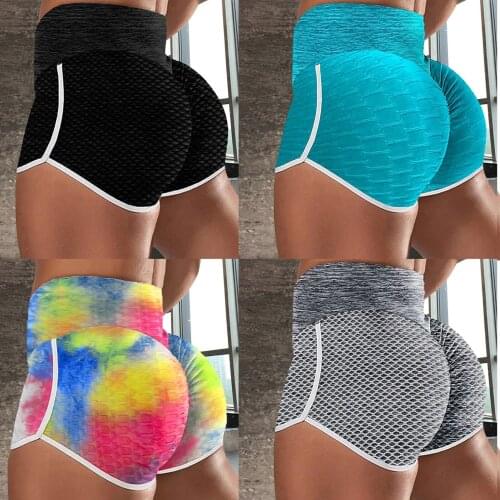 Summer Fashion Yoga Shorts Tie-dye Printed High-waist Sports Short Elastic Seamless Gym Shorts For Various Sports