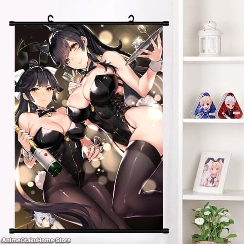 HOT Anime Game Azur Lane Akagi Kaga Unicorn Takao Atago Cosplay Wall Scroll Mural Hang Poster Otaku Home Decor Collectible Art
