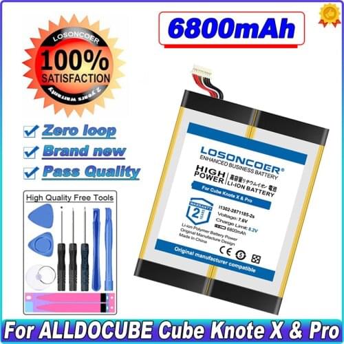 LOSONCOER 6800mAh Tablet Battery For ALLDOCUBE Cube Knote X & Pro Tablet PC Kubi KnoteX i1302-2871185-2s Battery