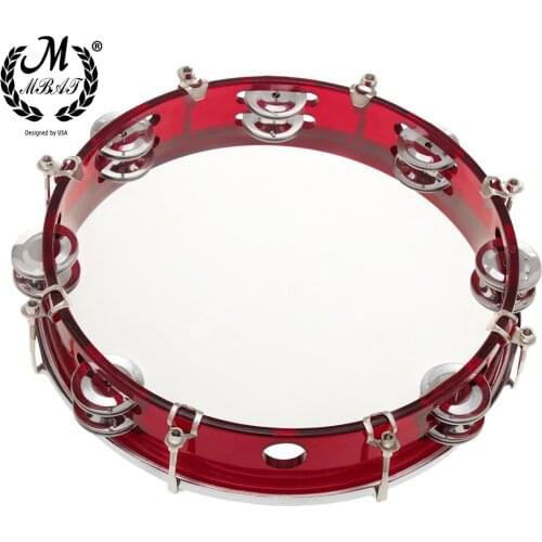 M MBAT J93 Stainless Steel Self-Tuning Hand Tambourine Handbell Drum Percussion Instrument Musical Educational Toy ABS Metallic