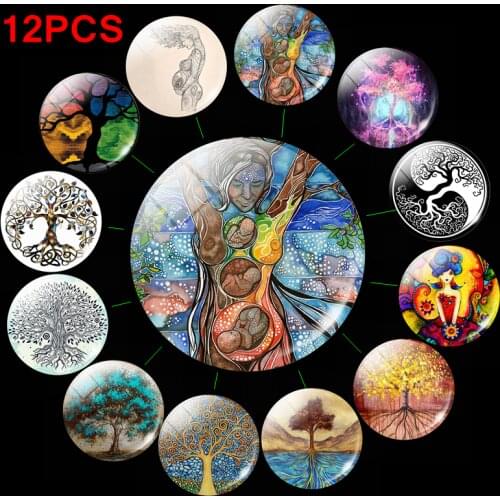 Tree of Life Refrigerator Magnets 30MM 12PCS/SET 3D Fridge Magnet Decor Mother of Life Magnetic Stickers for Home Decoration