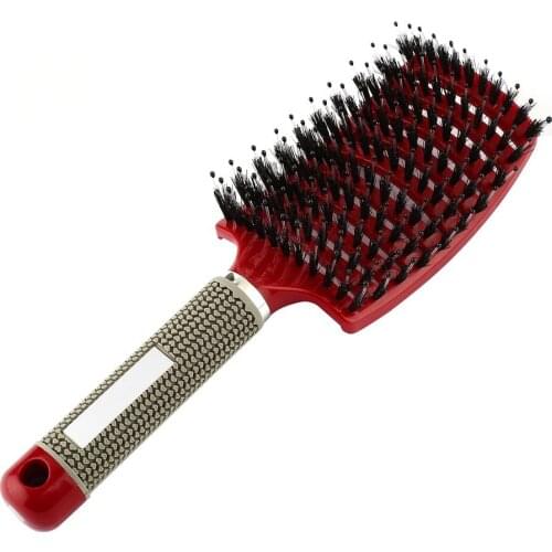 Hair Scalp Massage Comb Bristle Nylon Hairbrush Wet Curly Detangle Hair Brush for Salon Hairdressing Styling Tools