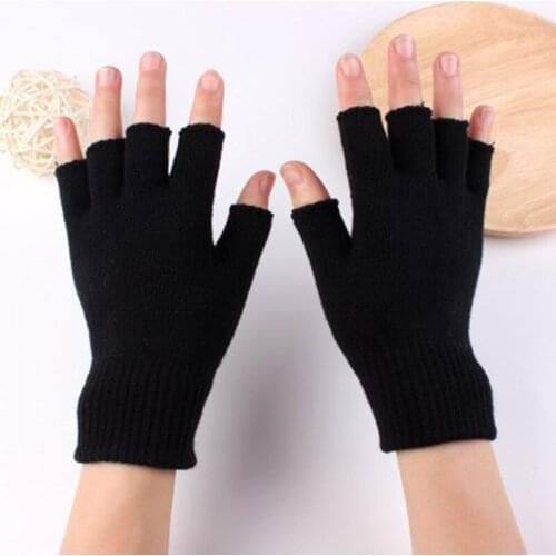 Fashion black half finger touch screen elastic gloves winter men women riding bicycle writing warm half finger gloves D84