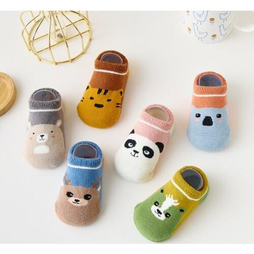 Autumn Winter Thicken Cotton Baby Boys Girls Low Cut Ankle Socks Rubber Slip-resistant Floor Socks Infant Kids Socks Soft Shoes