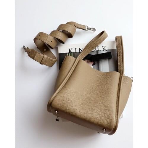 OUSSON 2021 Women Fashion Travel Work Large Capacity One-Shoulder Bag Ladies Soft Leather Big Tote Bucket Bag