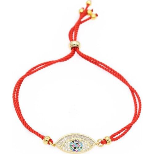 Poshfeel Crystal Evil Eye Charm Bracelet with Micro CZ Stone Pave Red String Bracelets & Bangle for Women Jewelry MBR190040