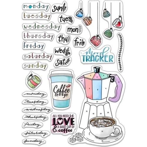 Background coffee Clear Stamp for Scrapbooking Transparent Silicone Rubber DIY Photo Album Decor 0765