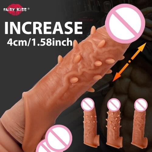 Realistic Condoms For Men Reusable Silicone Penis Sleeve For Male Extender Dildo Enhancer Enlargement Condom Male Cock Sex Toys