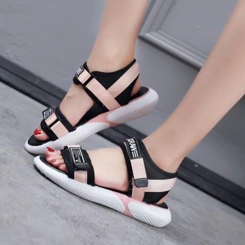 Canvas Hook & Loop Sandals Women Female 5cm Platform Summer 2021 Women Letters Height Increasing Wedge Open Toe Shoes