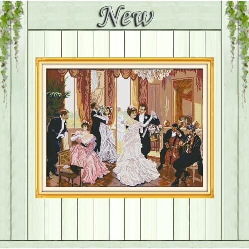 The family party Couples dance painting counted print on canvas DIY 14CT 11CT DMC Cross Stitch kits Needlework Sets Embroidery