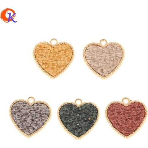 Cordial Design 100Pcs 19*19MM Jewelry Accessories/Charms/Heart Shape/Fabric Effect/DIY Jewelry Making/Hand Made/Earring Findings