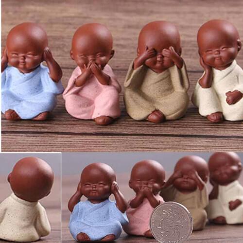 Buddha Statue Monk Figurine Tathagata India Yoga Mandala Tea Pet Purple Ceramic Ornaments Monk Small Ceramic Crafts Decorative