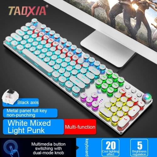 Steampunk Game Real Machinery Keyboard Retro Desktop Laptop Computer Cable Cafe Exterior e-Sports LED Lighting Keyboards