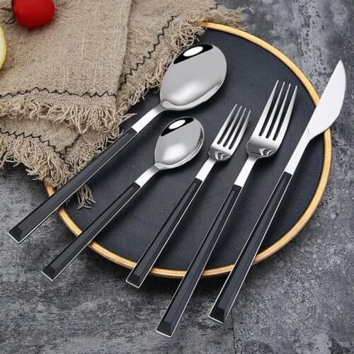 Silverware Luxury Cutlery Set Stainless Steel Dinner Knife Fork Tablespoon Dinnerware Set Service Western Tableware Tools