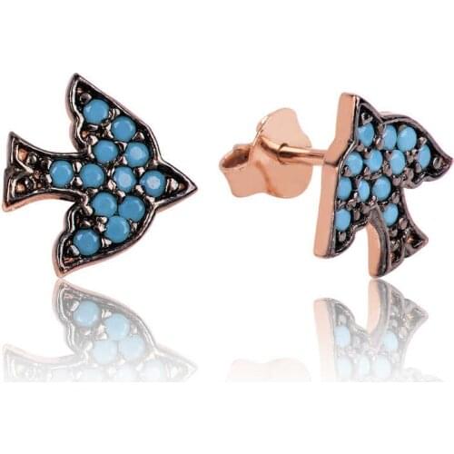 Tevuli 925 Sterling Silver Studded Swallow Earrings