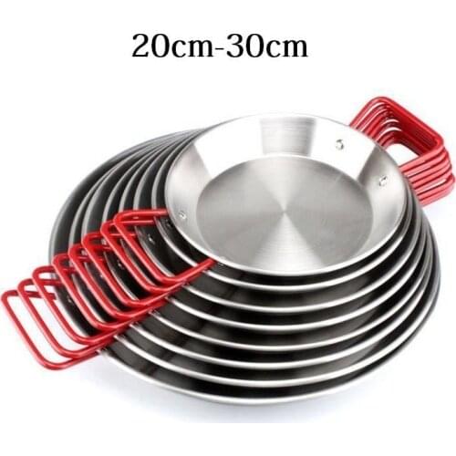 20-30cm Thickened Stainless Steel Spanish Seafood Paella Pan Frying Pan Non-stick For Crepe Pancake Cheese Rice Cooker