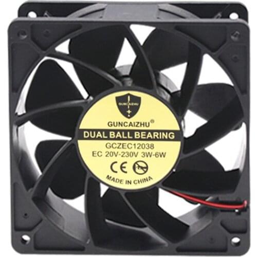Dual Ball Bearing 120MM 12CM 12038 CPU Fan 120x120x38mm EC20V-230V DC24V36V48V220V Frequency Converter Cooling Fan 2pin