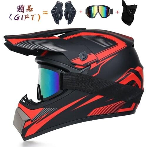 Electric Vehicle Off-road Helmet Four Seasons Men and Women Off-road Helmet Wind Mirror Mask Gloves