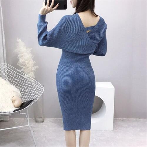 Weater skirt two-piece foreign women 2019 autumn and winter new Korean fashion knit suit skirt
