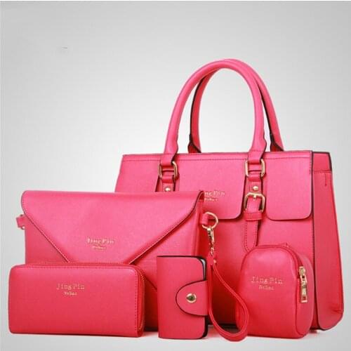Women Fashion 5 Piece/set Handbag Purse Set Classic Messenger Bag Imitation Leather Shoulder Bag 6 Colors Ladies PU Bag